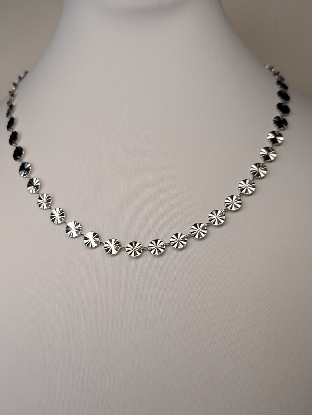 18k Gold Plated White Disc Chain Necklace